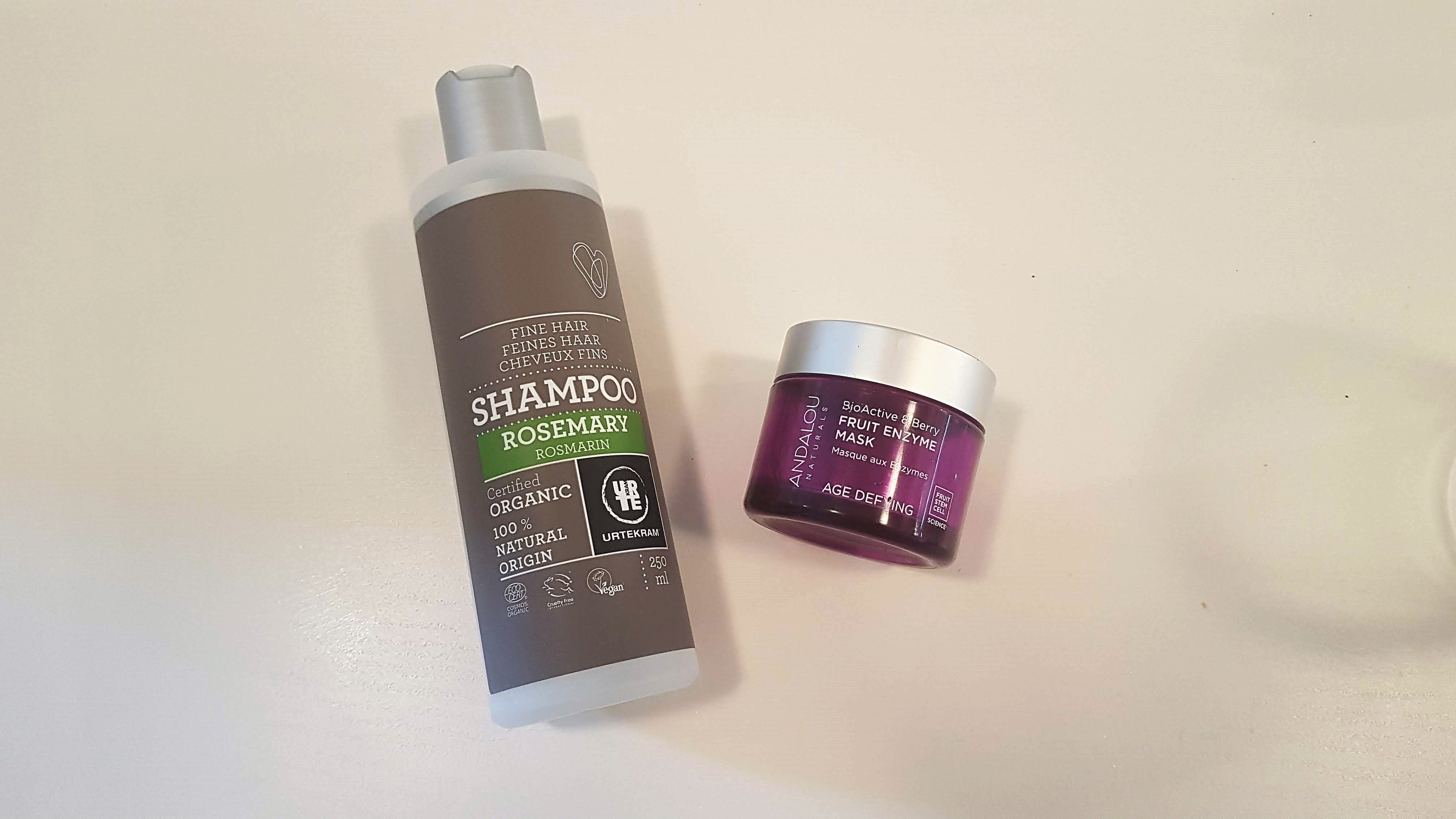 Andalou Naturals BioActive 8 Berry Fruit Enzyme Mask and Urtekram Shampoo Rosmary